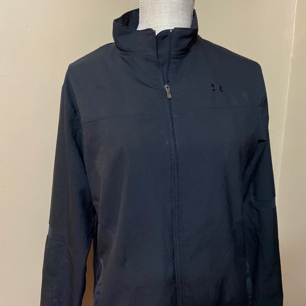𝅺under Armour Nylon Jacket Black Full Zip Size MD. - Picture 3 of 10